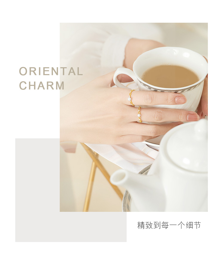 六福珠宝彩金钻戒法式少女18K金淡水珍珠钻石定价cMDSKR0010Y【联系客服补货】