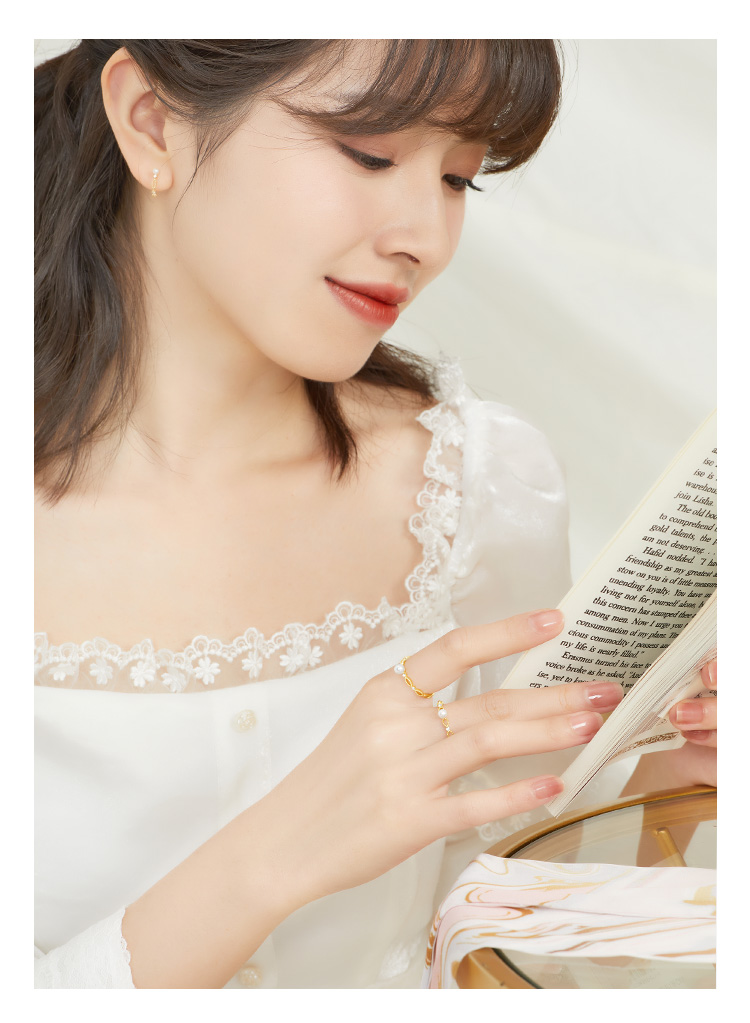 六福珠宝彩金钻戒法式少女18K金淡水珍珠钻石定价cMDSKR0010Y【联系客服补货】