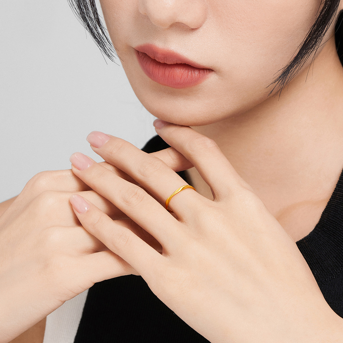六福珠宝福满传家丝带古法黄金戒指女款送礼计价G01G0020DS戒指榜