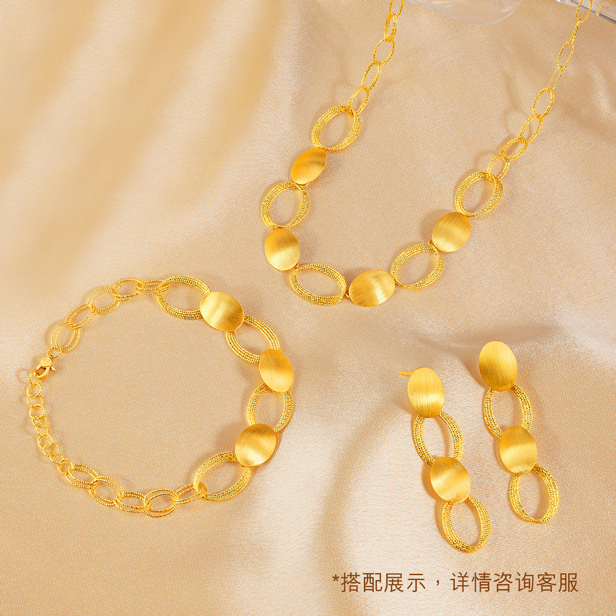 六福珠宝丝绸金黄金手链女款拉丝足金手链首饰计价GJGTBB0012
