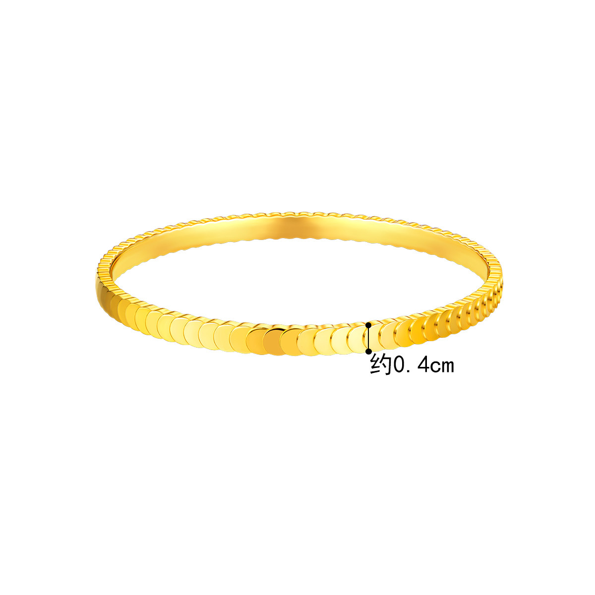 六福珠宝龙鳞小圆片黄金手镯女实心椭圆足金镯子计价G16TBGB0005