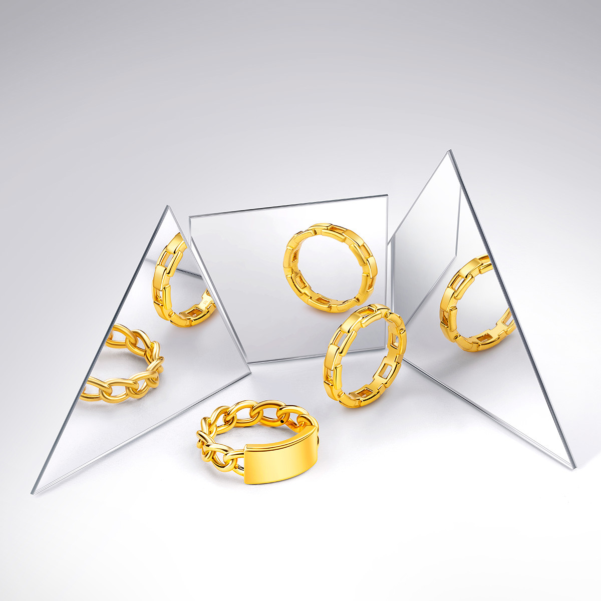 六福珠宝简约方块足金戒指闭口女黄金戒指送礼定价FDA140018
