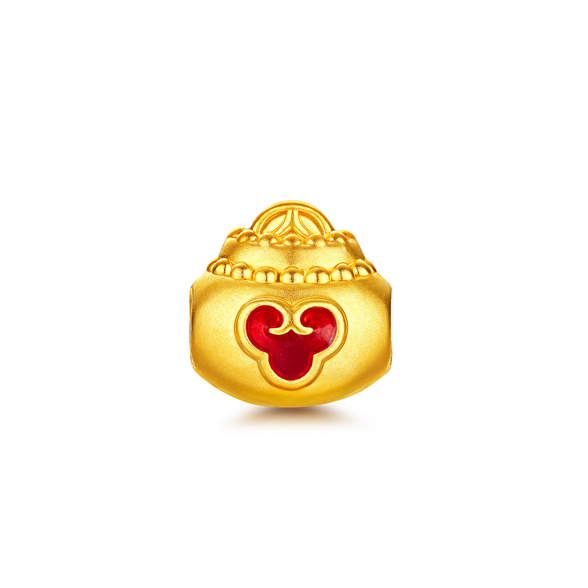 六福珠宝黄金转运珠路路通DIY硬金串珠鎏彩工艺足金八方来财A03TBA1P0011绿色