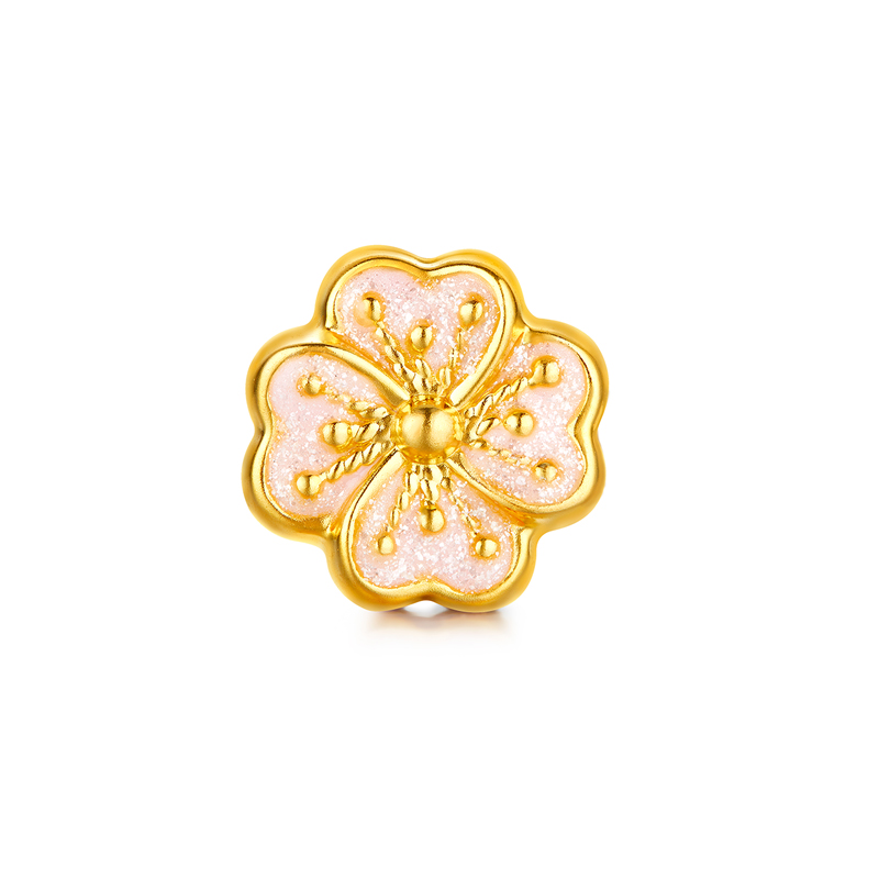 六福珠宝花朵黄金转运珠路路通女款鎏彩工艺足金定价A03TBA1P0007