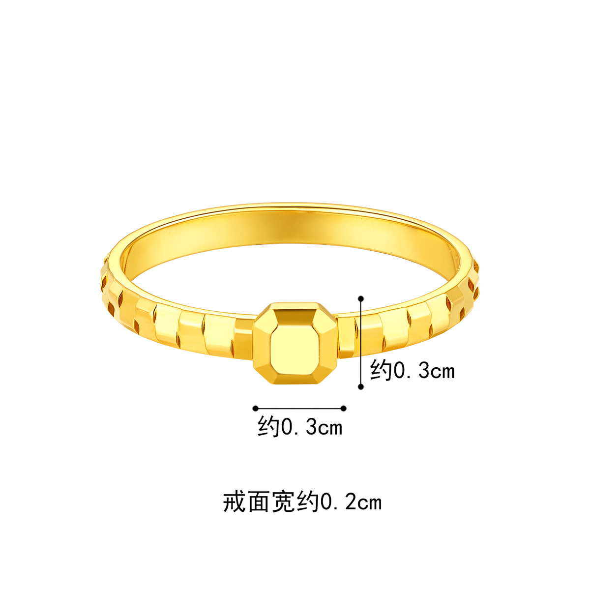 六福珠宝小富婆几何黄金戒指女款光面时尚足金戒指计价GJGTBR0009