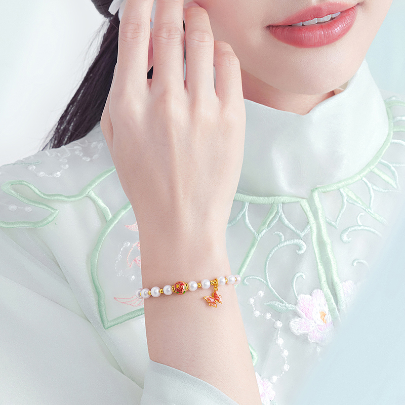 六福珠宝福满传家十二花神七夕礼黄金转运珠串珠（手串版）莲花计价FSGTBP0001A绿色