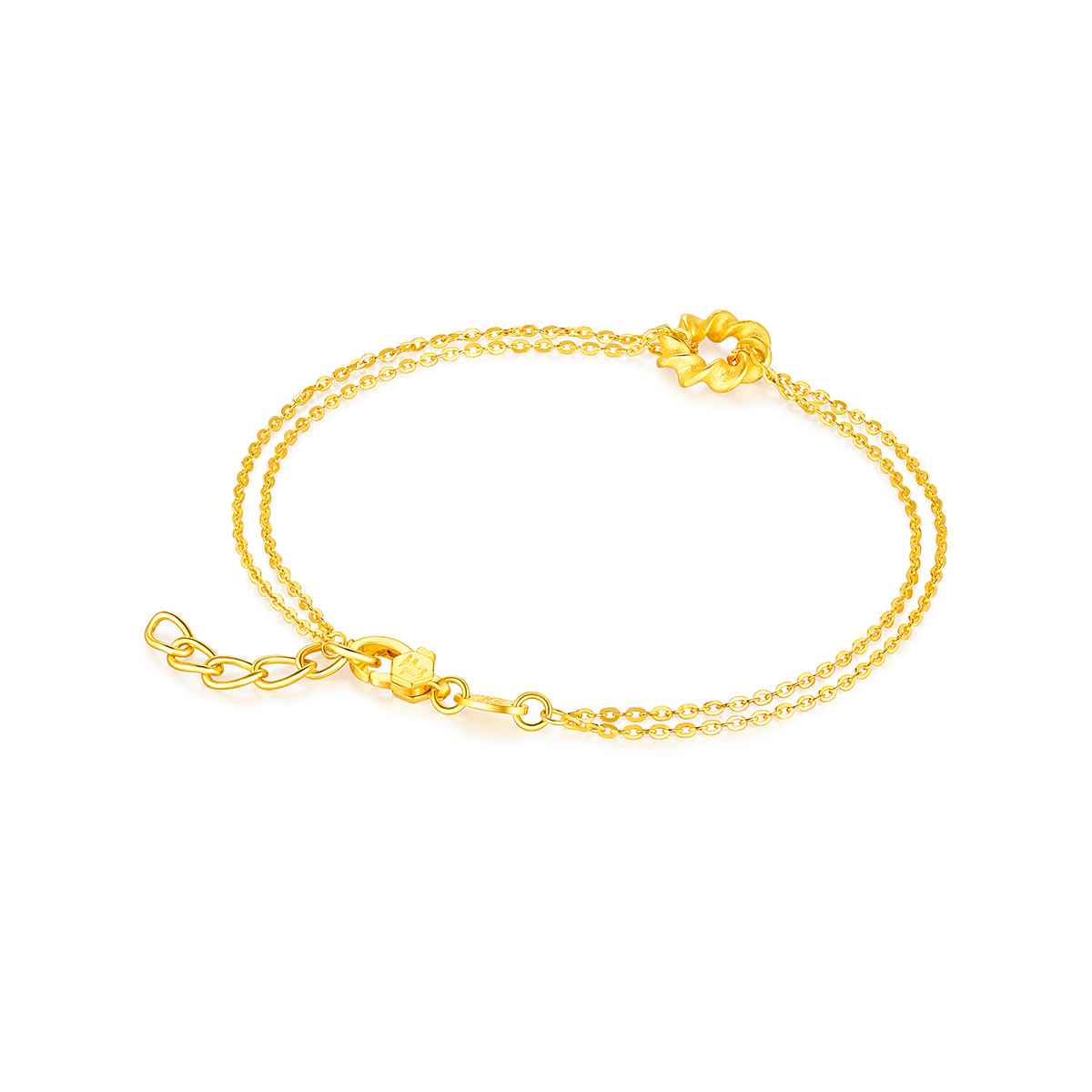 六福珠宝黄金手链双层O字链花环足金手链含延长链女款计价HEGTBB0009【联系客服补货】