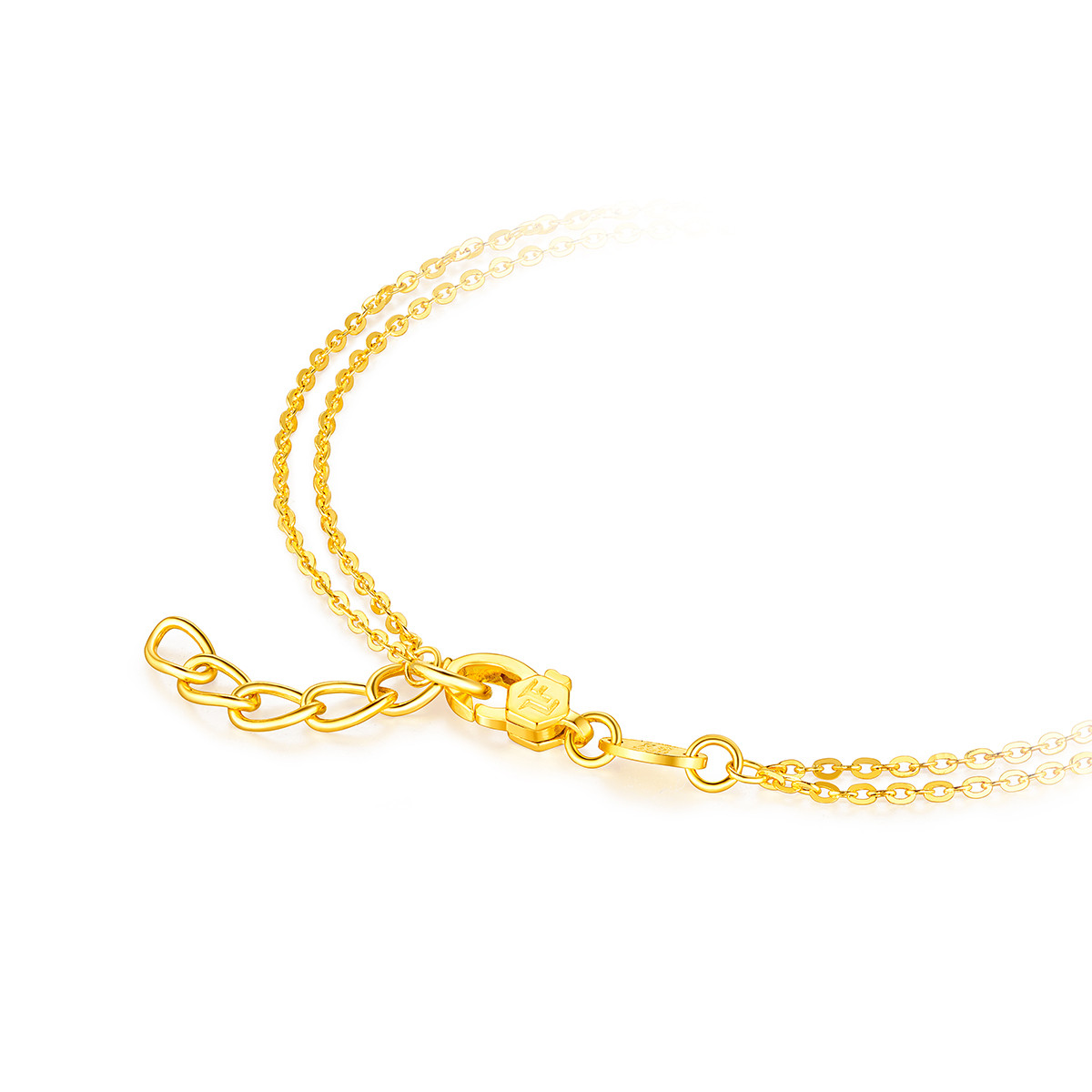 六福珠宝黄金手链双层O字链花环足金手链含延长链女款计价HEGTBB0009【联系客服补货】
