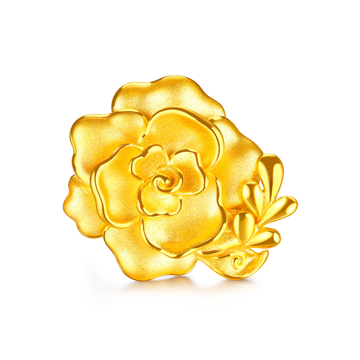 六福珠宝黄金戒指囍爱系列中式婚嫁女玫瑰喜礼足金闭口戒计价001073RA【联系客服补货】