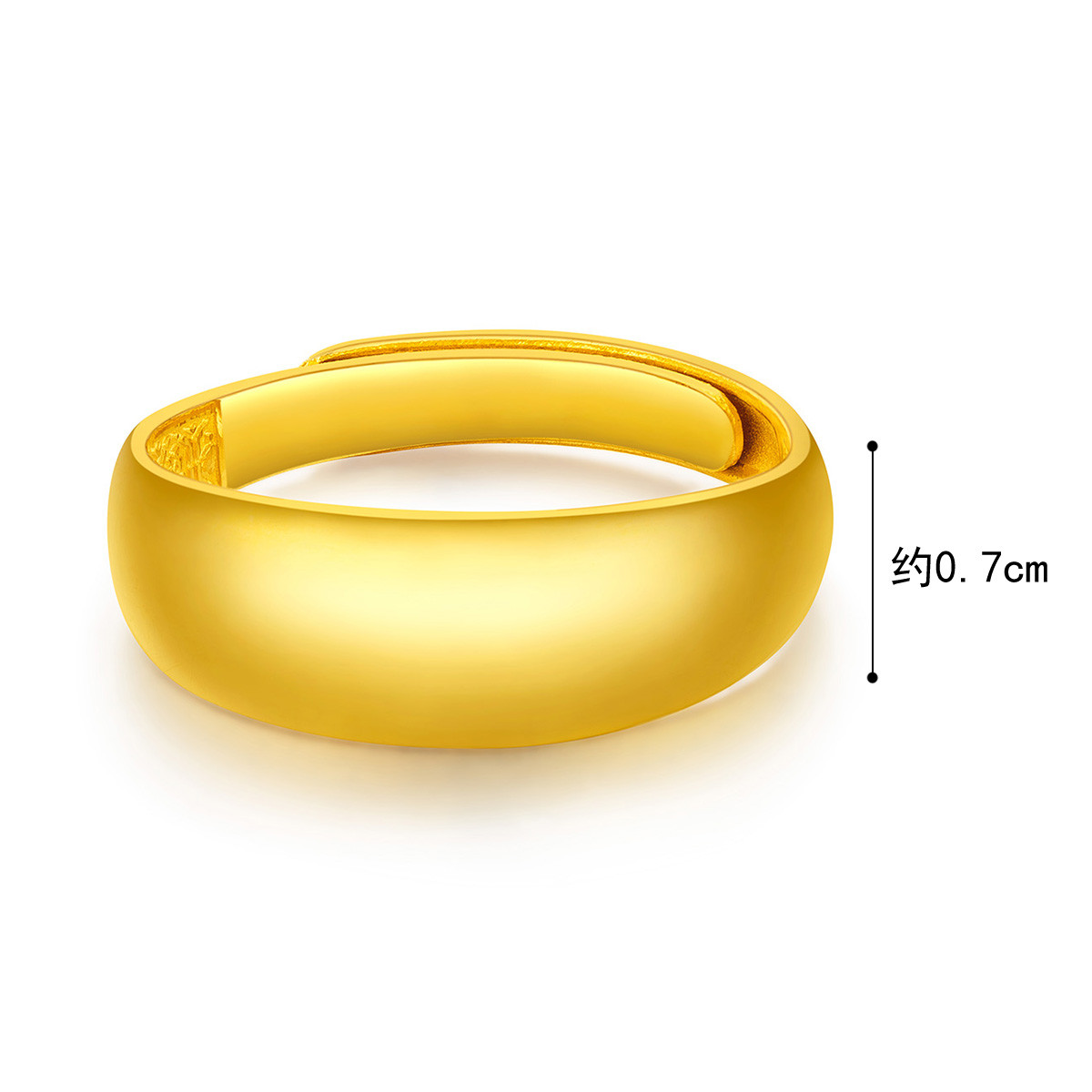 六福珠宝光面蛇肚黄金戒指男款足金情侣对戒活口计价B01TBGR0022【联系客服补货】