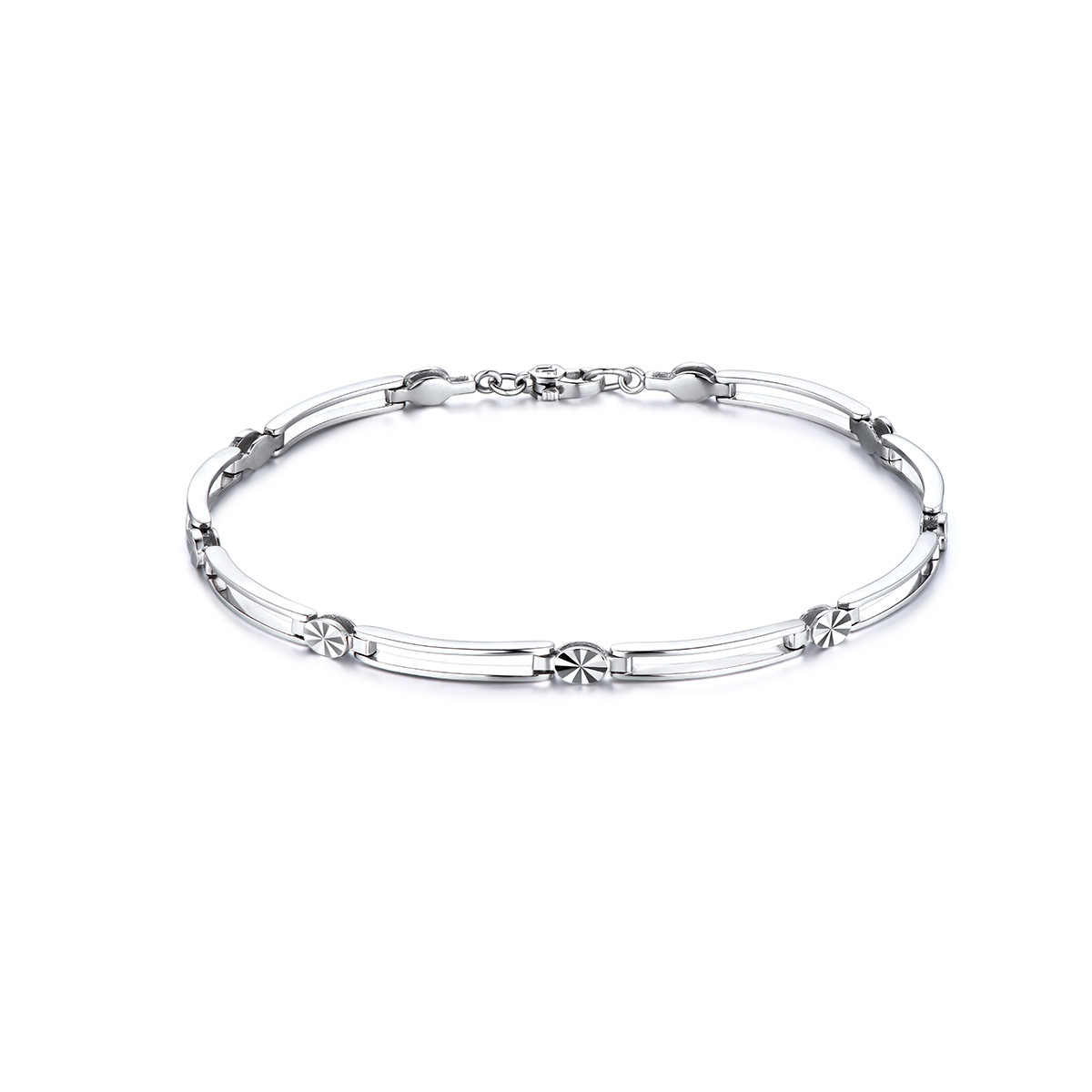 六福珠宝镂空车花铂950铂金手链日常款白金手链计价L04TBPB0021