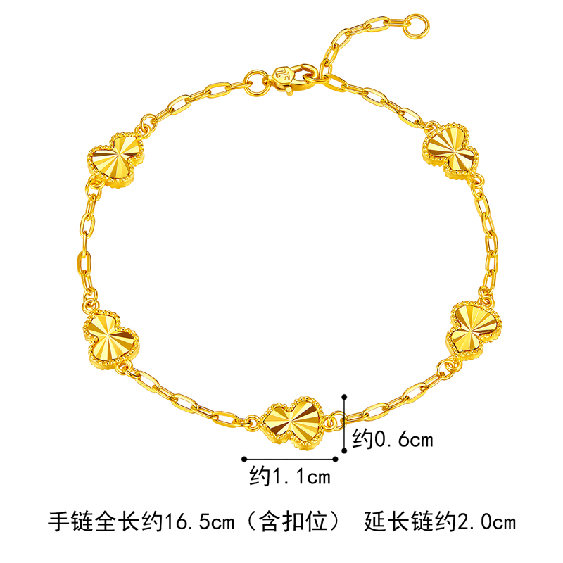 六福珠宝光影金葫芦黄金手链女款光面5G时尚首饰足金计价020257BA年货