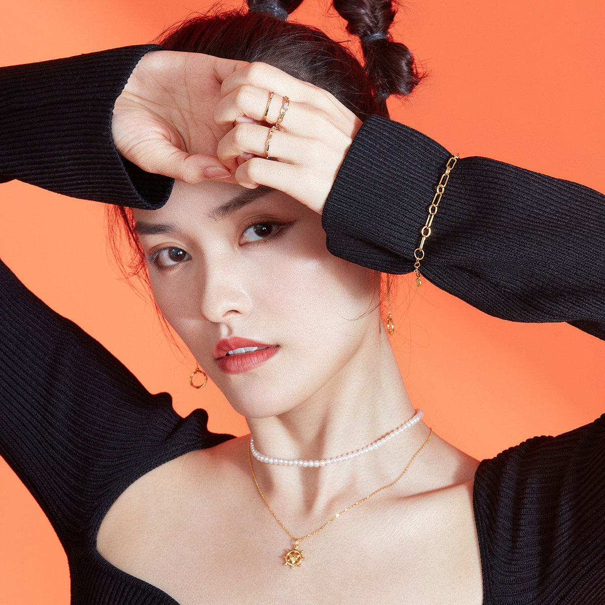 六福珠宝时尚链条18K金钻石戒指女款正品钻戒送礼定价cMDSKR0002y【联系客服补货】