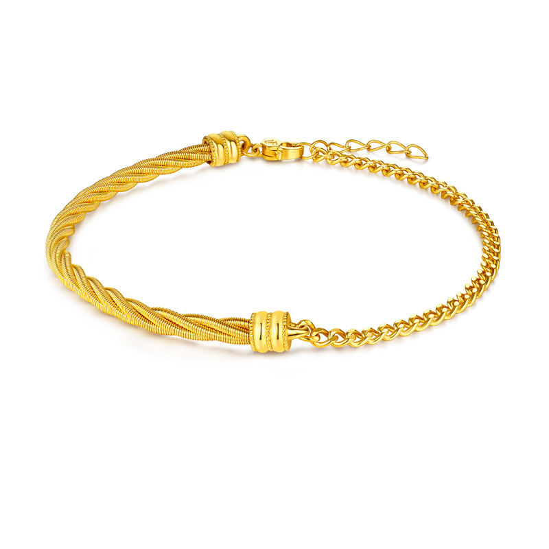 六福珠宝魔艺链黄金手链5G女款足金ab链可DIY串珠计价GJGTBB0025【联系客服补货】