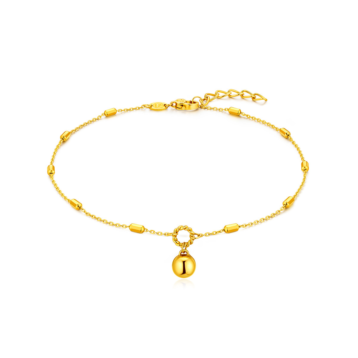 六福珠宝小金球黄金脚链女款时尚金珠足链脚饰计价F63TBGB0134