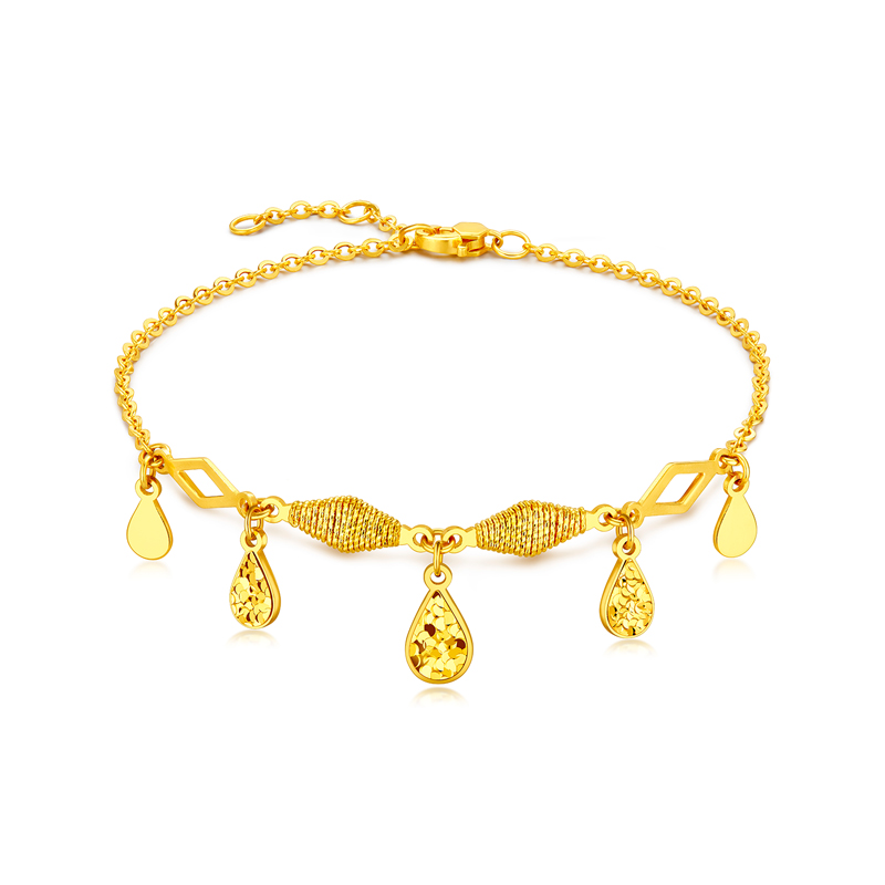 六福珠宝灵感系列Ⅱ碧波涟漪黄金手链流苏水滴挂坠计价GJG0002DS