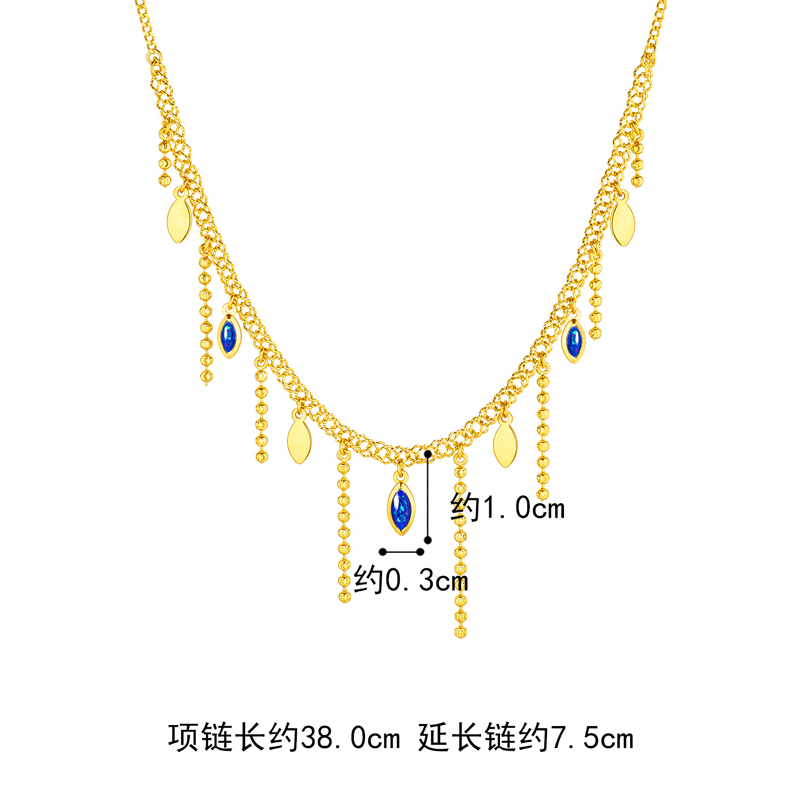 六福珠宝灵感系列Ⅱ克莱因蓝黄金项链女蕾丝锁骨链计价GJG0006DS