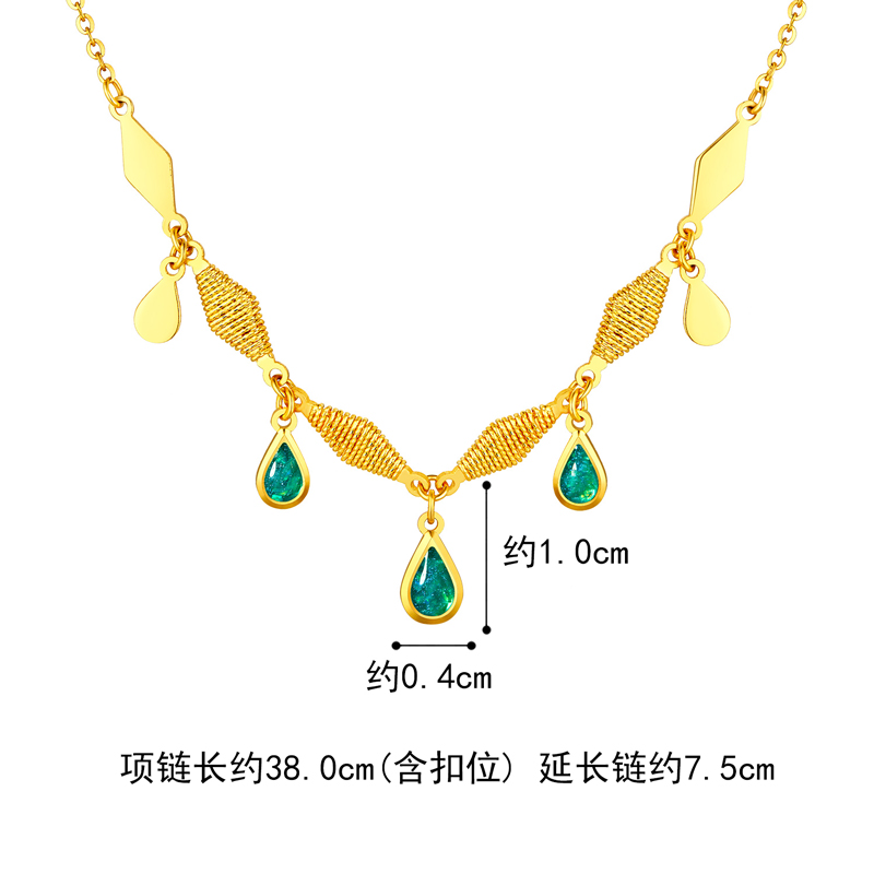 六福珠宝灵感系列Ⅱ碧波涟漪黄金项链女水滴锁骨链计价GJG0009DS