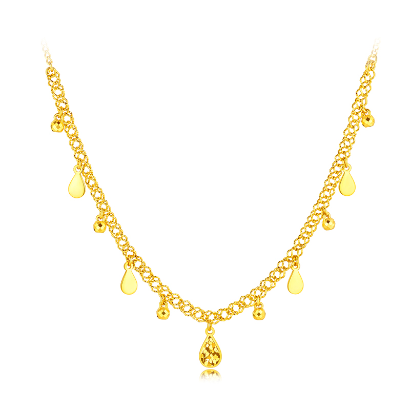 六福珠宝灵感系列Ⅱ贝加尔湖黄金项链女水滴锁骨链计价GJG0007DS【1V1直播看货】