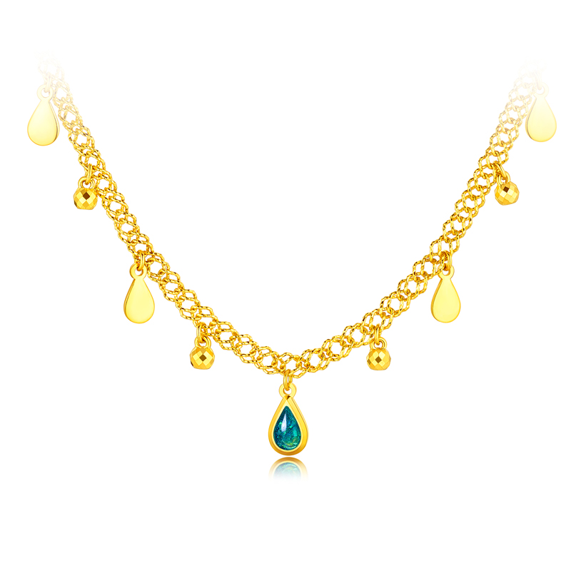 六福珠宝灵感系列Ⅱ贝加尔湖黄金项链女水滴锁骨链计价GJG0007DS【1V1直播看货】