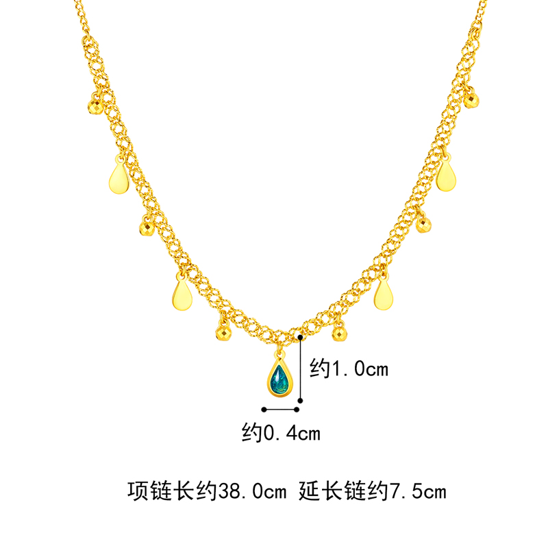 六福珠宝灵感系列Ⅱ贝加尔湖黄金项链女水滴锁骨链计价GJG0007DS【1V1直播看货】