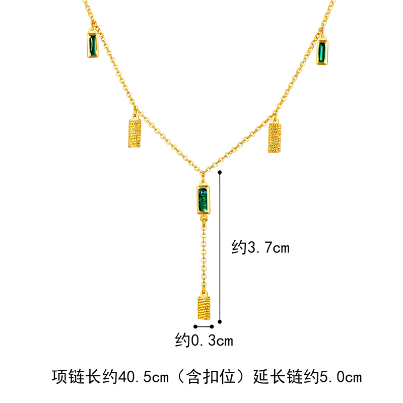 【店庆特惠】六福珠宝灵感系列Ⅱ绿影仙踪黄金项链流苏几何吊坠计价GJG0003DS