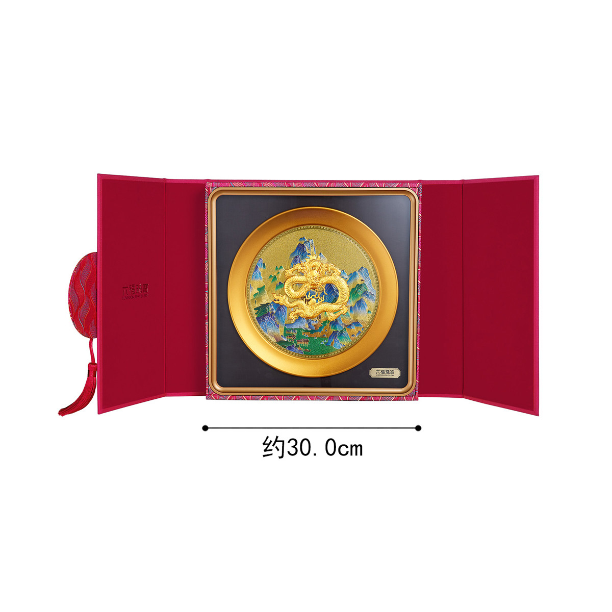 六福珠宝龙腾山河立体浮雕黄金摆件生肖纪念品送礼中秋礼定价020807JA年货礼