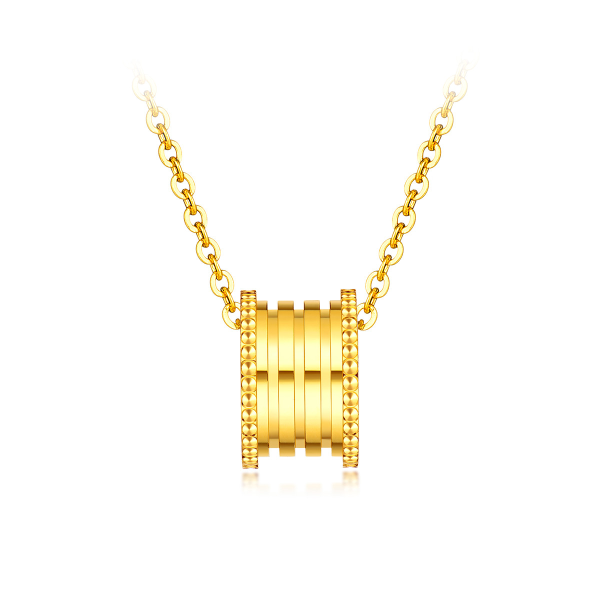 六福珠宝大蛮腰项链黄金吊坠送女友光影金5G系列计价004815NA【1V1直播看货】