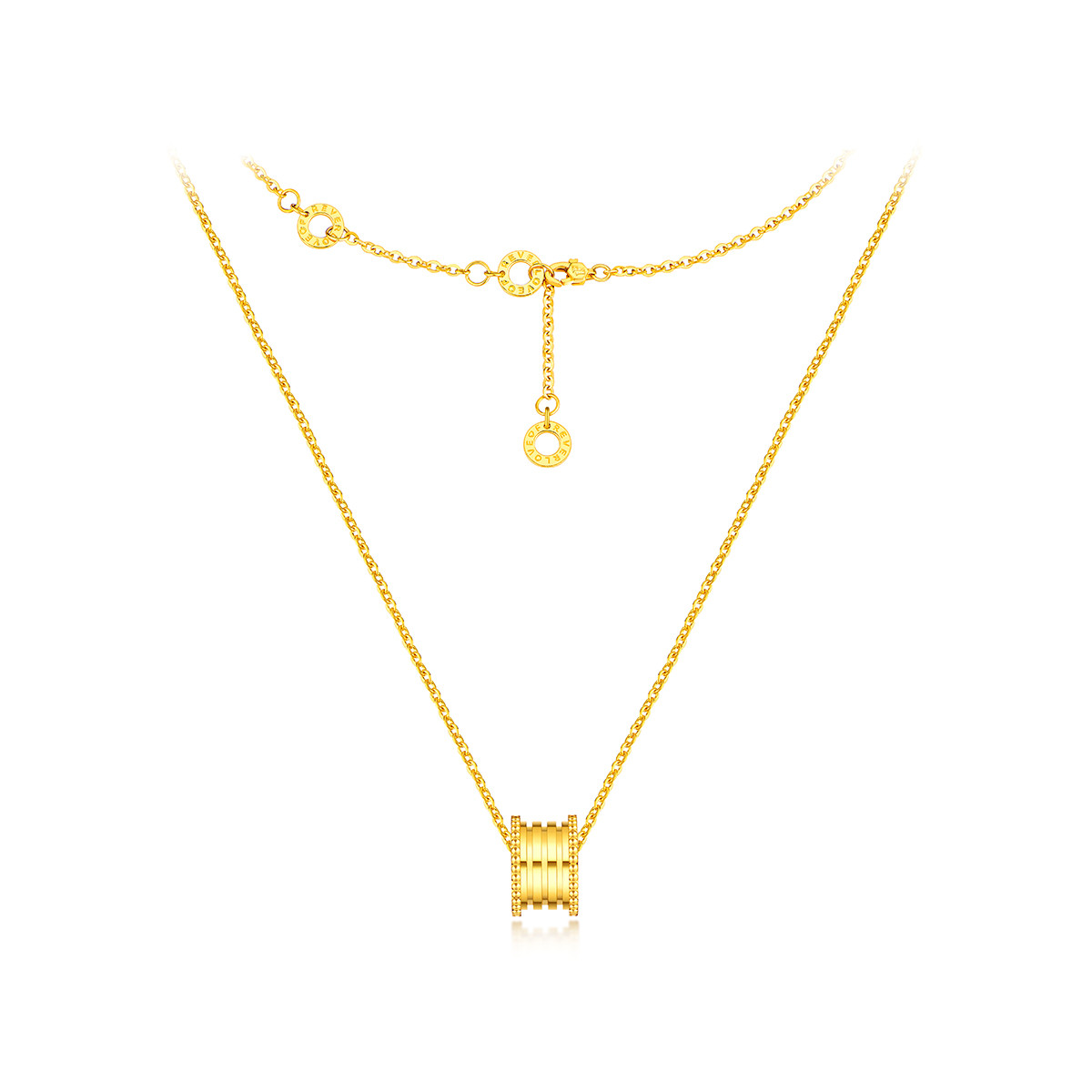 六福珠宝大蛮腰项链黄金吊坠送女友光影金5G系列计价004815NA【1V1直播看货】