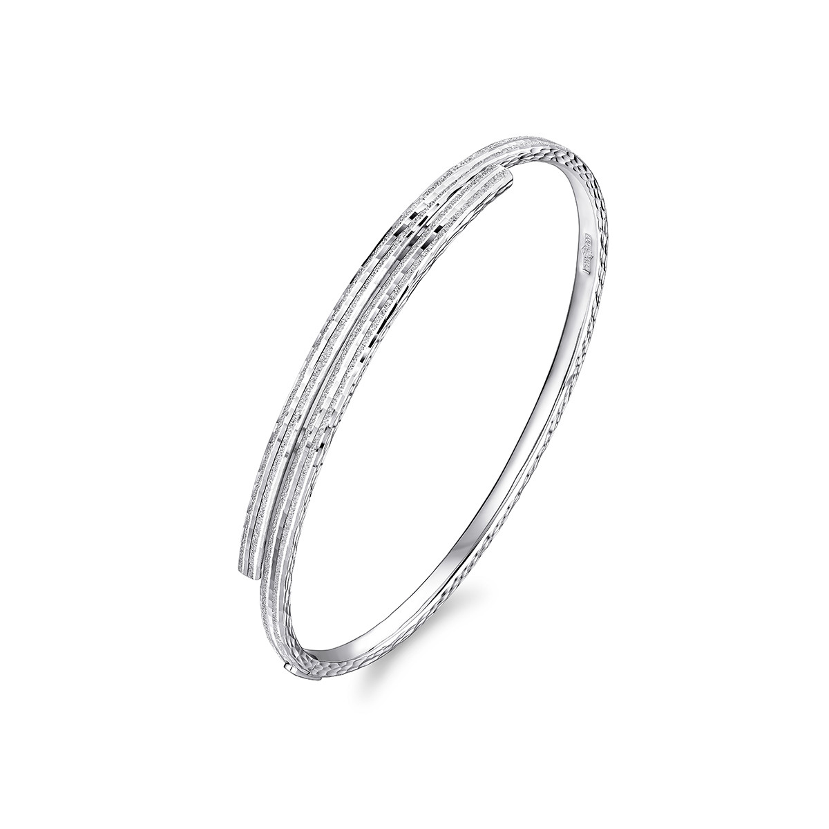 六福珠宝铂金手镯女铂950素圈白金镯子正品送礼计价G07TBPB0012