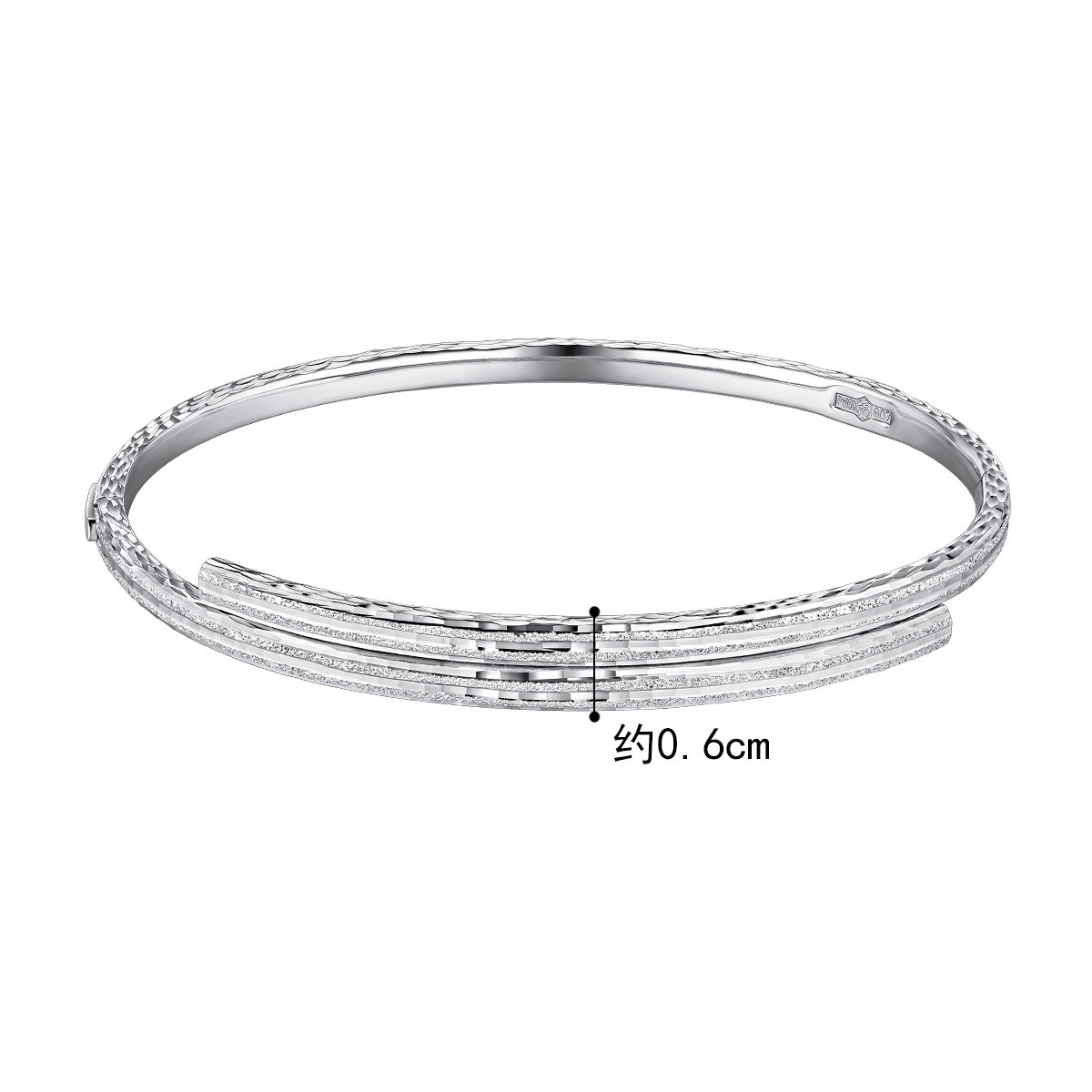 六福珠宝铂金手镯女铂950素圈白金镯子正品送礼计价G07TBPB0012