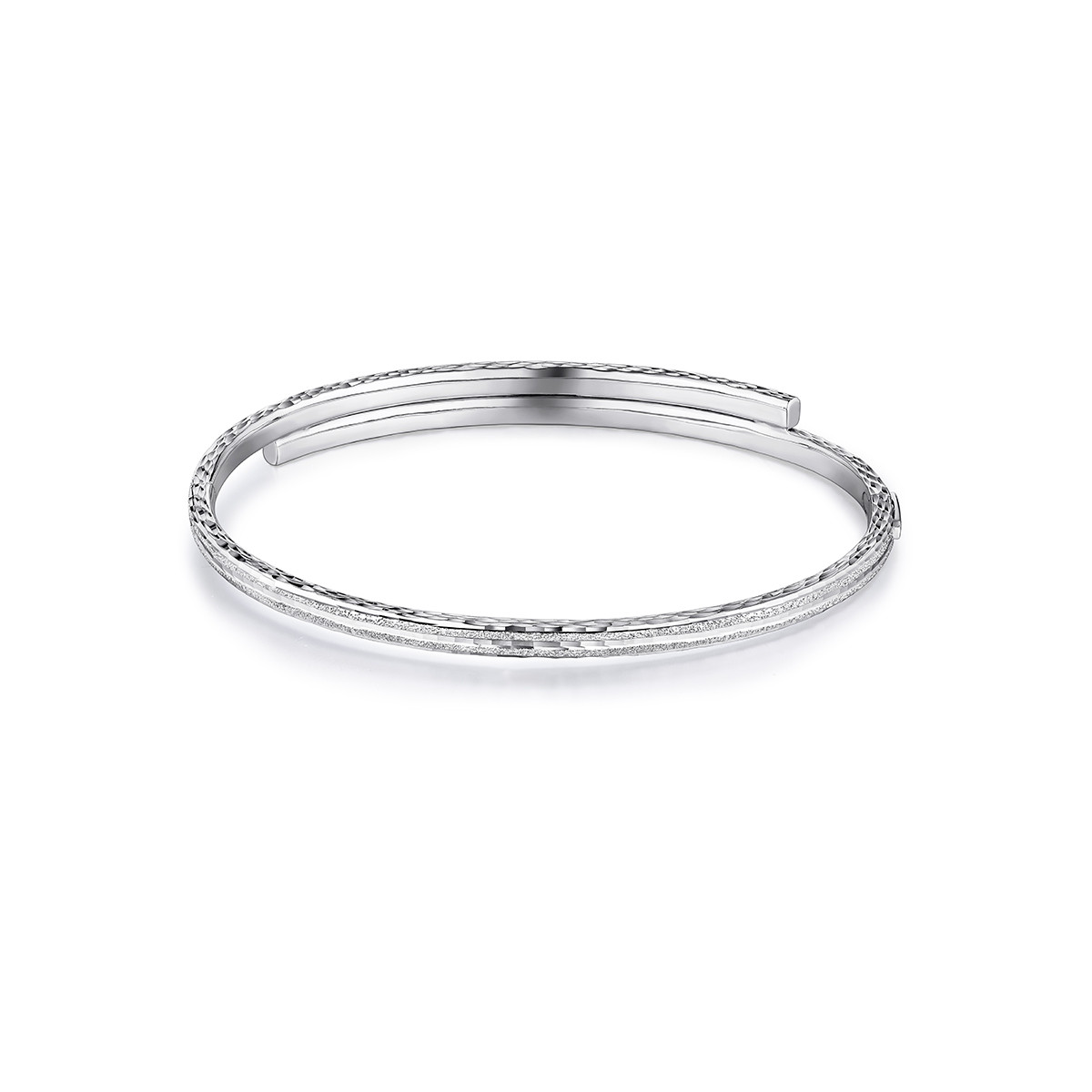 六福珠宝铂金手镯女铂950素圈白金镯子正品送礼计价G07TBPB0012