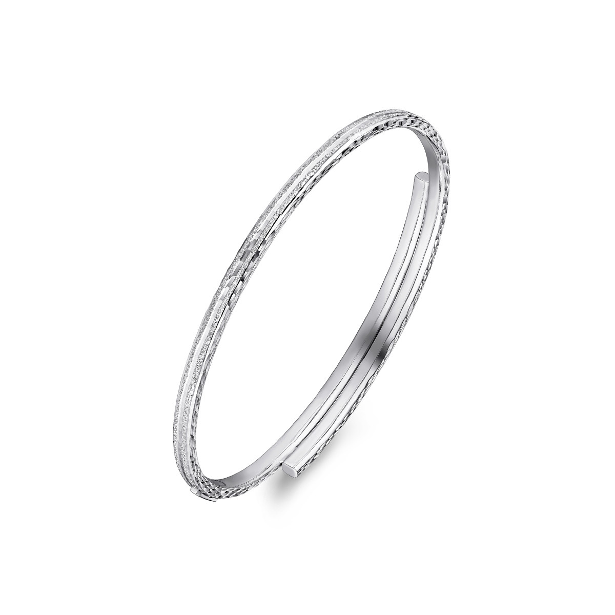 六福珠宝铂金手镯女铂950素圈白金镯子正品送礼计价G07TBPB0012