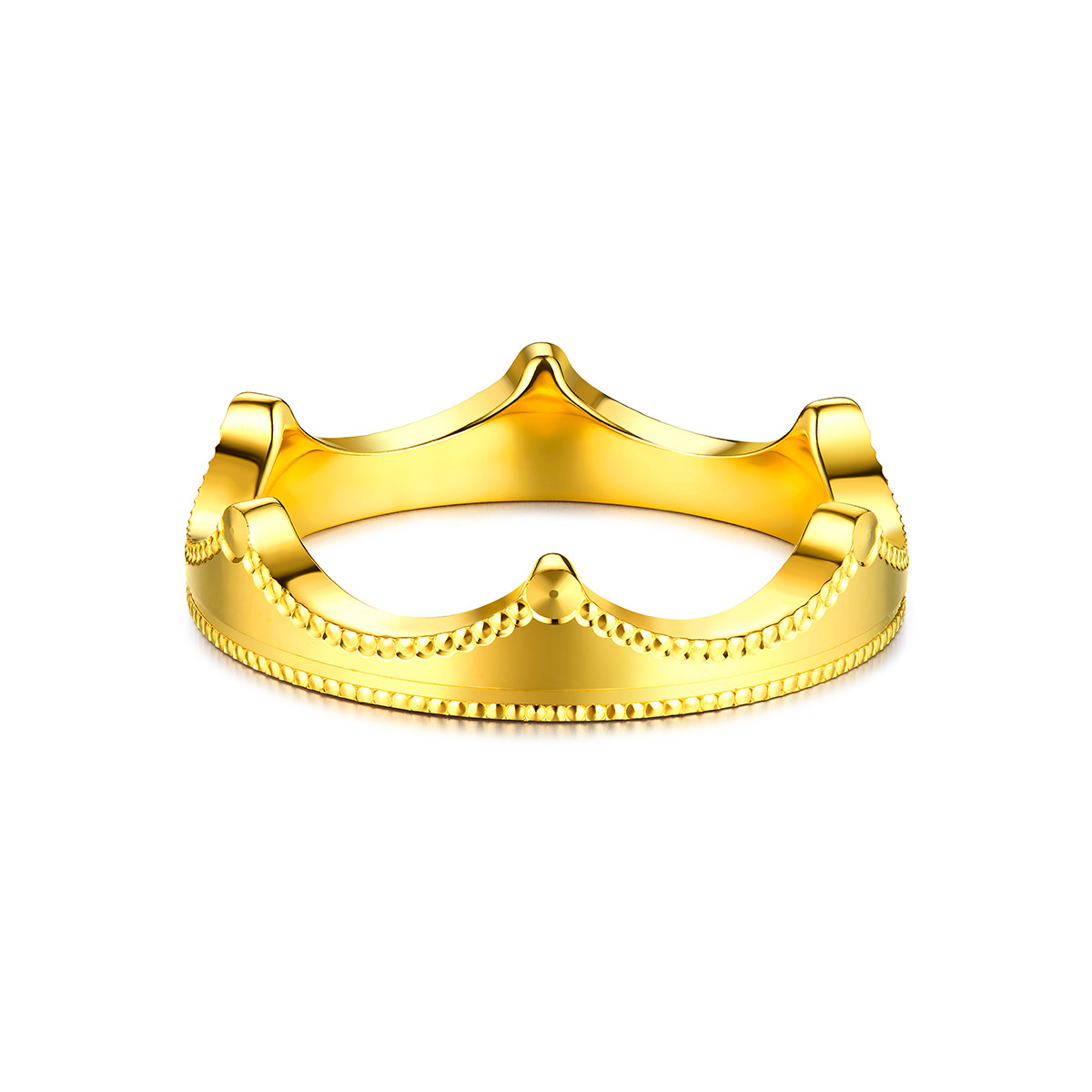 六福珠宝皇冠黄金戒指女实心可刻字足金闭口戒计价B01TBGR0031【联系客服补货】