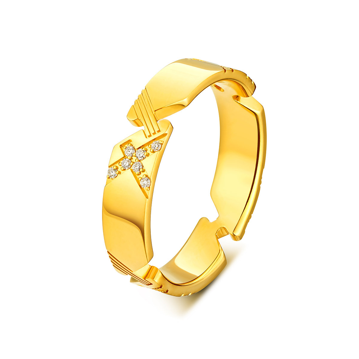 六福珠宝Goldstyle·X幸福无限黄金戒指镶钻石男足金定价010952MA【联系客服补货】
