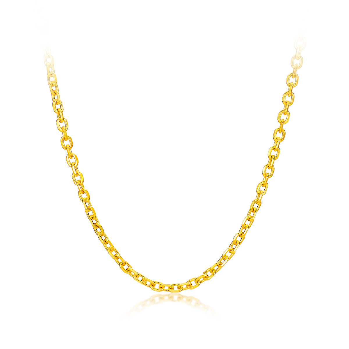 六福珠宝十字素链黄金项链女简约锁骨细链子足金计价A03TBGN0004A