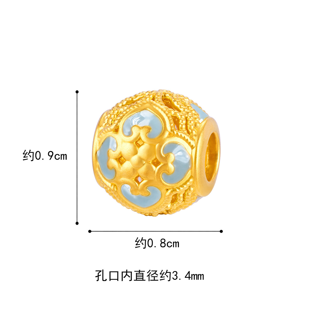 六福珠宝宋韵四合如意黄金转运珠鎏彩工艺金串珠定价GDA1TBP0037情人节