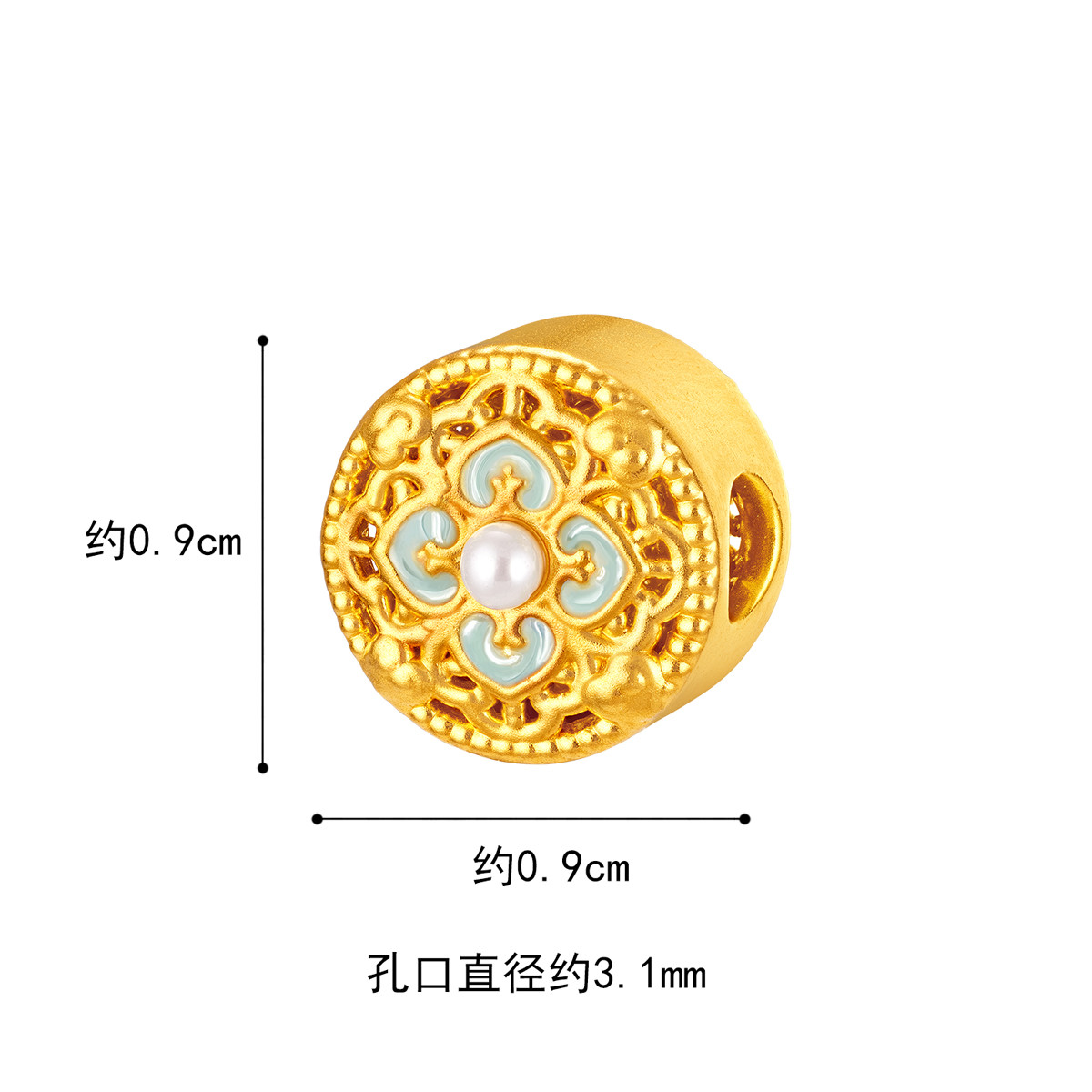六福珠宝宋韵四合如意黄金转运珠鎏彩工艺金串珠定价GDA1TBP0037情人节