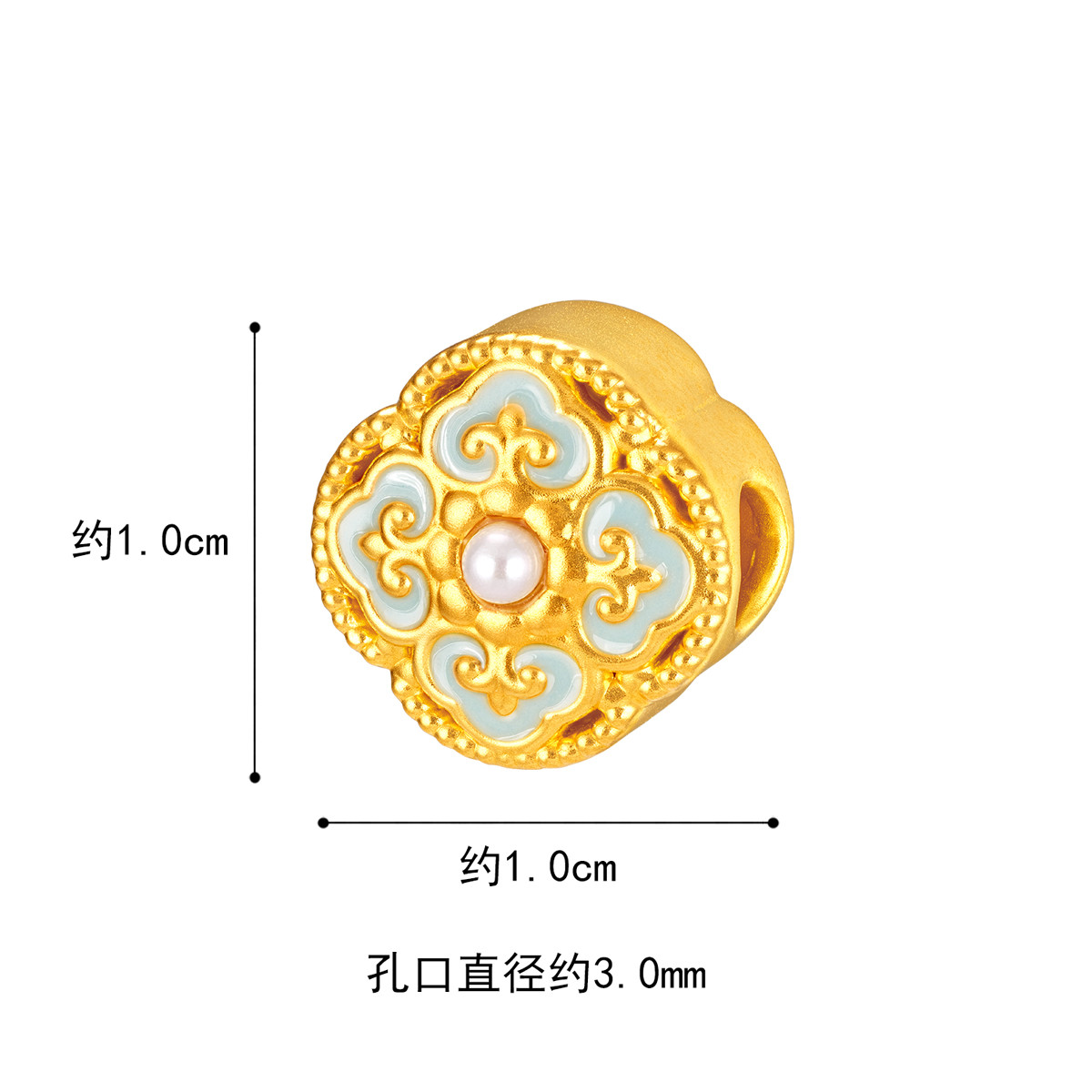 六福珠宝宋韵四合如意黄金转运珠鎏彩工艺金串珠定价GDA1TBP0037情人节