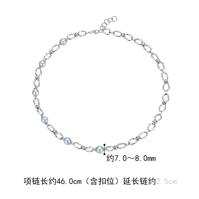 六福珠宝真我系列海水珍珠项链女珍珠毛衣链铂金定价GJT1TBN0004【联系客服补货】