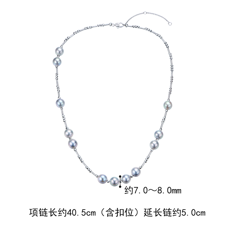 六福珠宝真我系列海水珍珠项链女士时尚铂金锁骨链定价GJT0003DS