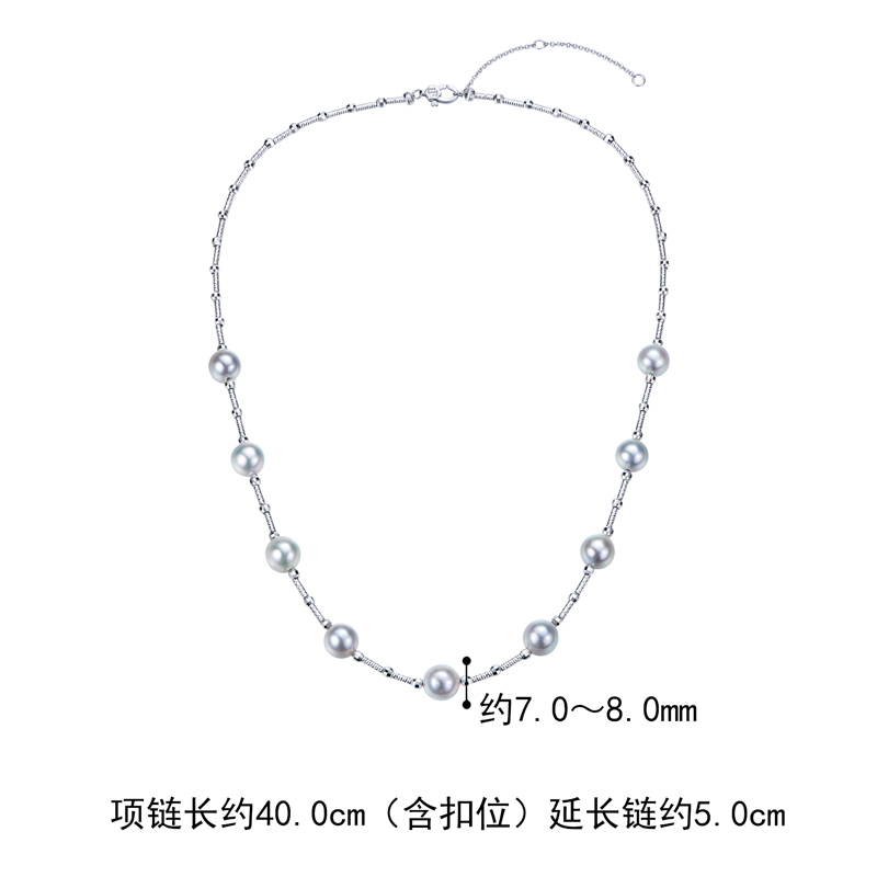 六福珠宝真我系列海水珍珠项链女士时尚铂金锁骨链定价GJT0004DS海边