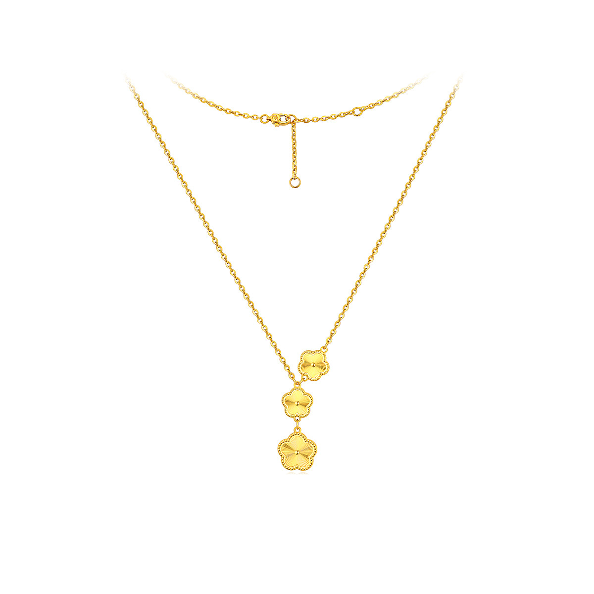 六福珠宝五花黄金项链女光影金5G足金吊坠套链O字链计价002864NA【1V1直播看货】