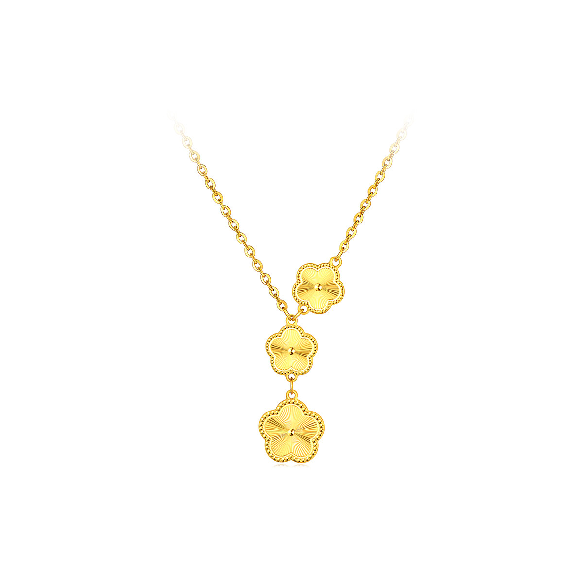 六福珠宝五花黄金项链女光影金5G足金吊坠套链O字链计价002864NA【1V1直播看货】