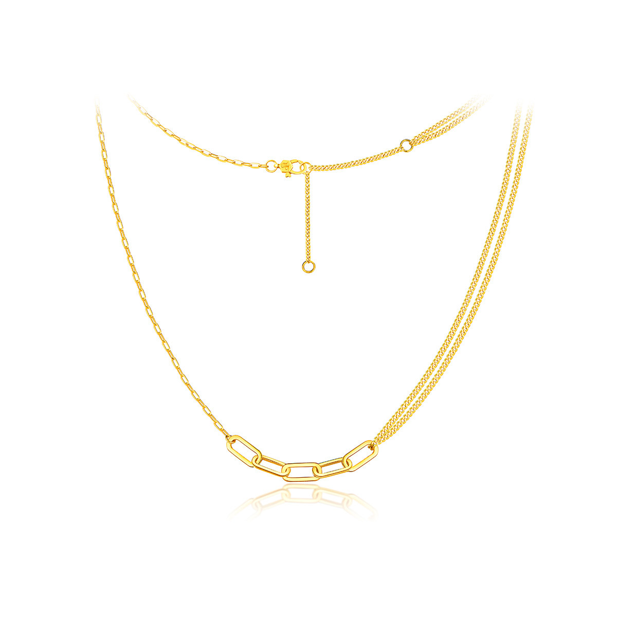 六福珠宝光影金5G黄金项链女款足金套链含延长链计价L19TBGN0001【1V1直播看货】