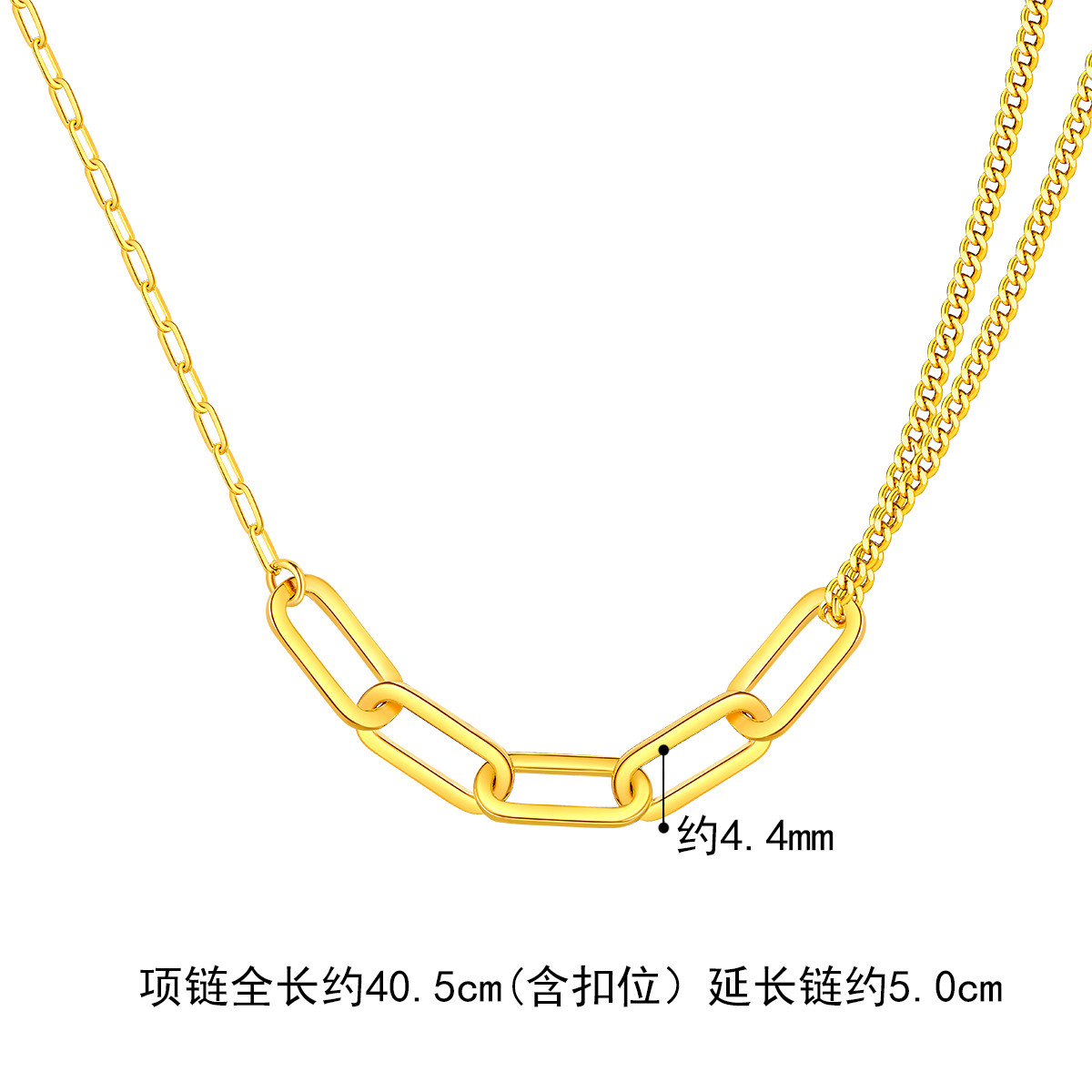 六福珠宝光影金5G黄金项链女款足金套链含延长链计价L19TBGN0001【1V1直播看货】