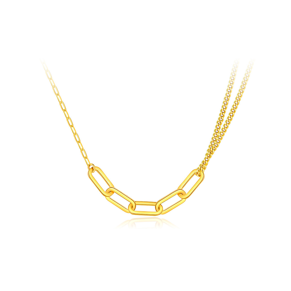 六福珠宝光影金5G黄金项链女款足金套链含延长链计价L19TBGN0001【1V1直播看货】