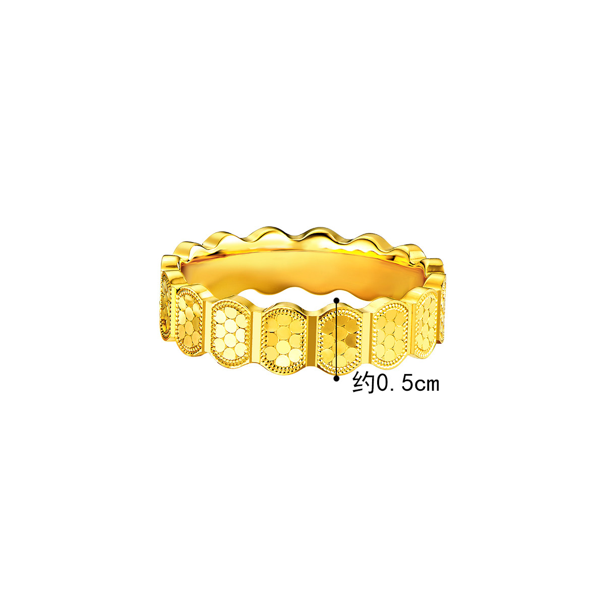 六福珠宝5G黄金戒指女光影金足金情侣对戒可刻字印爱计价F96TBGR0009