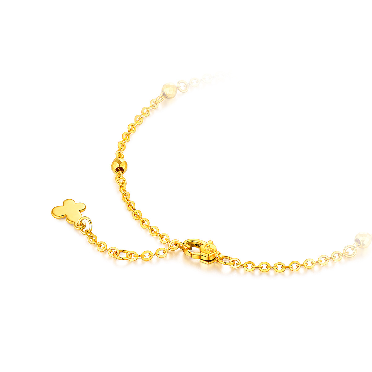 六福珠宝蝴蝶黄金手链女款拉丝金首饰链子正品足金计价GJGTBB0005【联系客服补货】