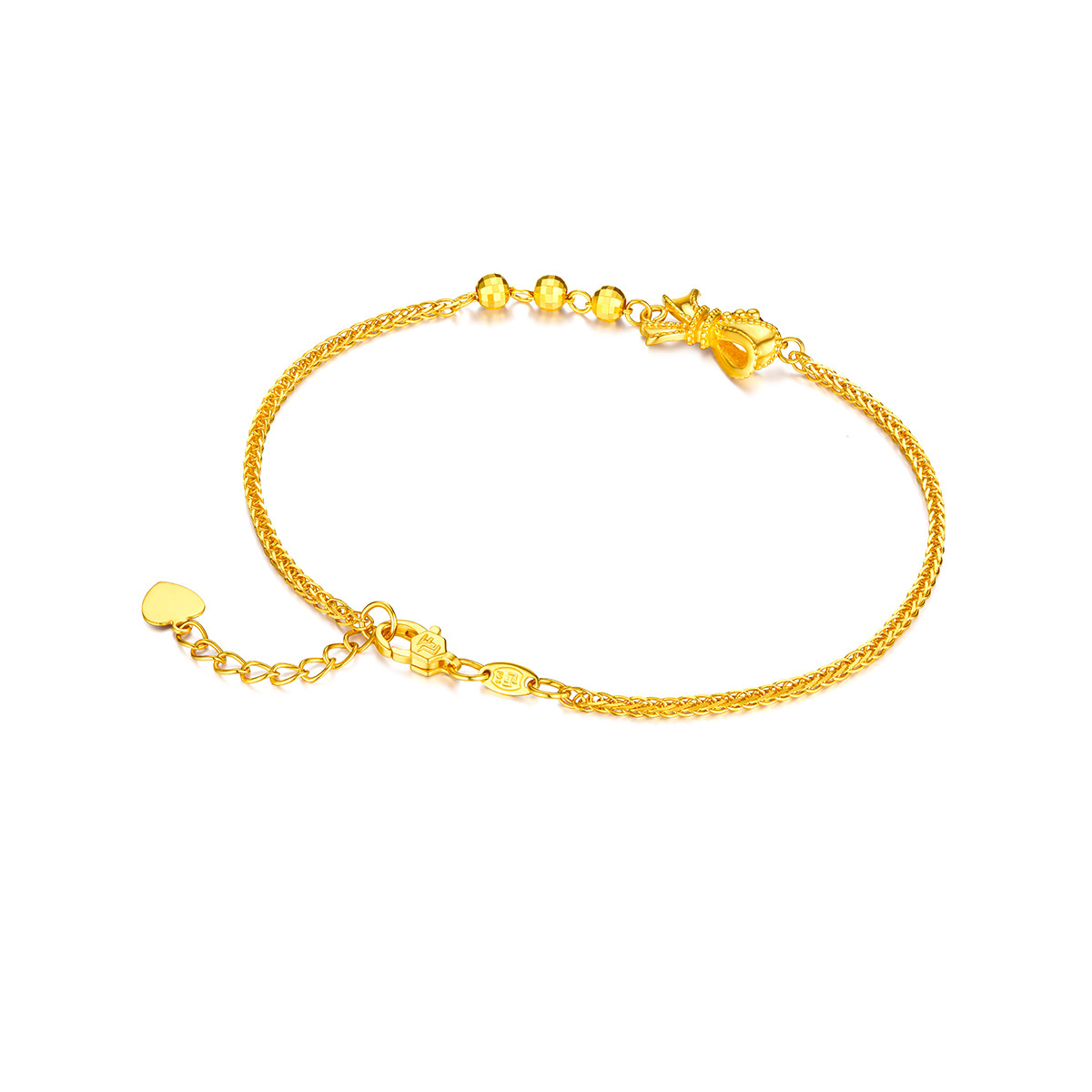 六福珠宝蝴蝶结黄金手链女光面足金手链送礼计价F95TBGB0004【联系客服补货】